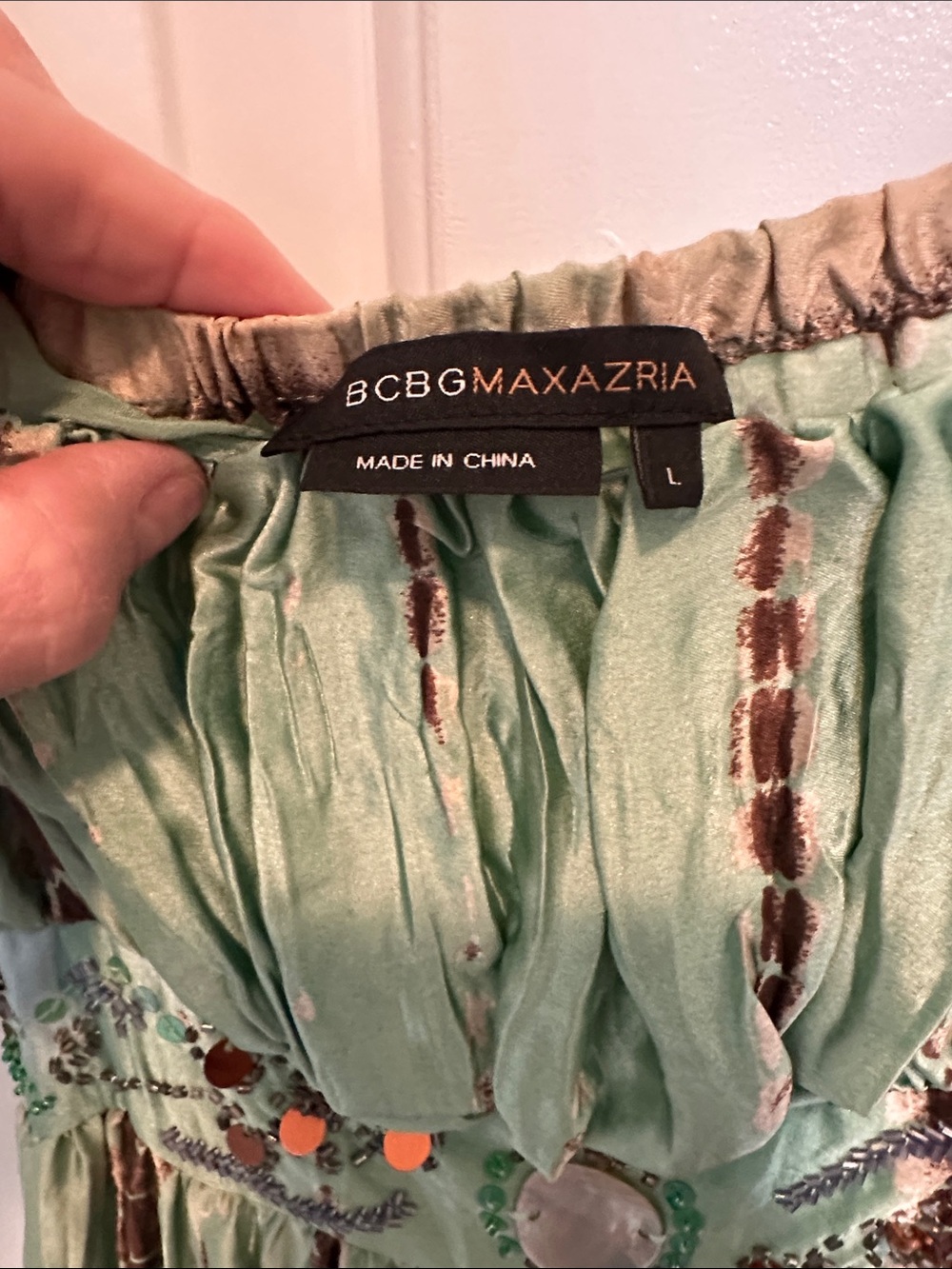 BCBGMaxAzria Green and Blue Ombre Spaghetti-Strap Maxi Dress